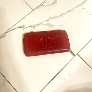 Chanel Red Leather Wallet great condition
